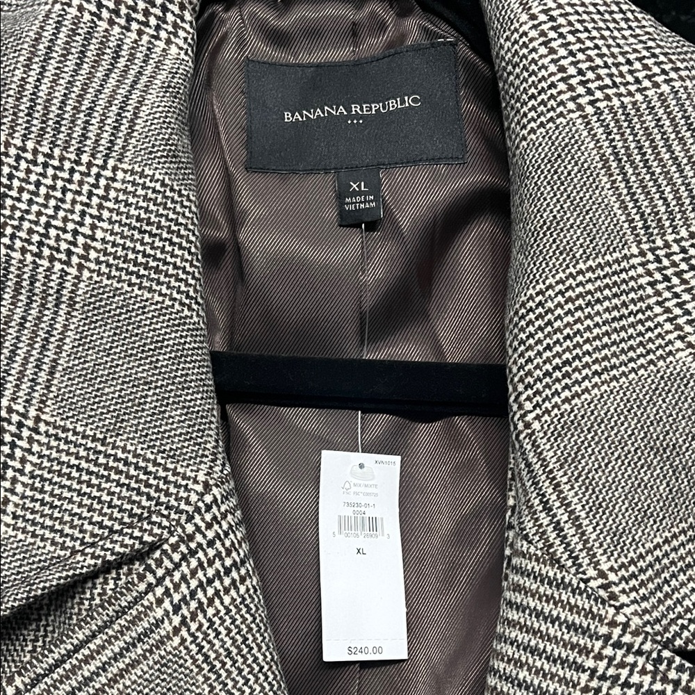 Banana Republic Classic Plaid Trench Coat - Brown/Gray XL NWT - Picture 2 of 9